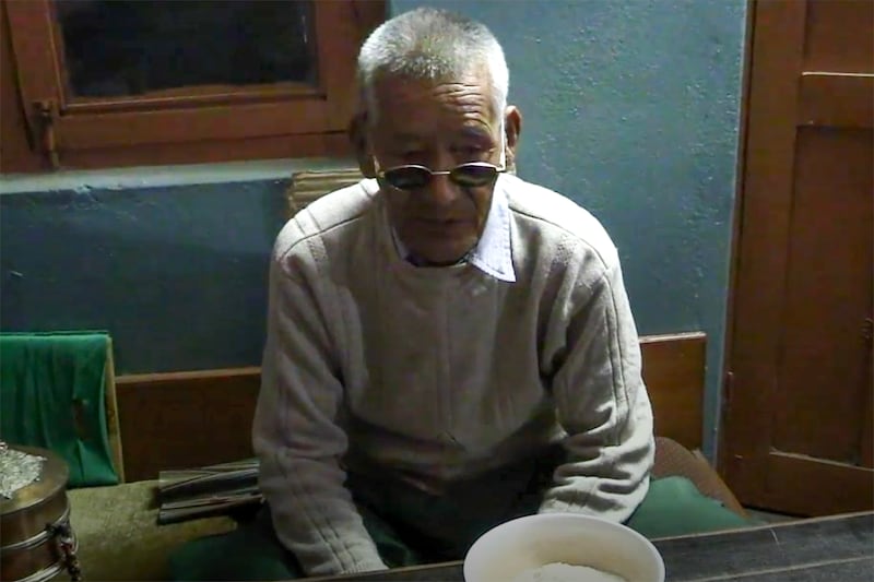 Tibetan resistance veteran Tashi Tsephel, 75, in Jampaling in Pokhara, Nepal in November 2024.