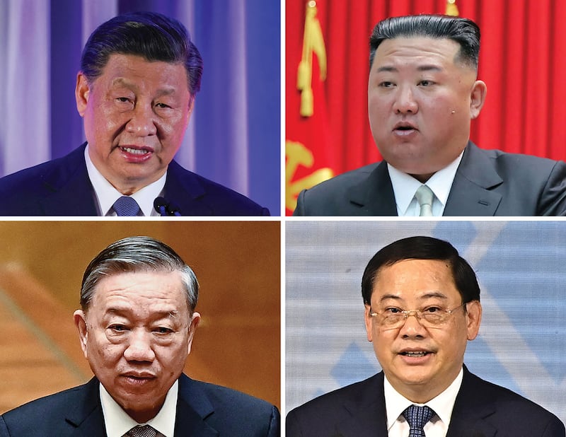 Clockwise from top left, China’s President Xi Jinping, North Korea’s leader Jim Jong Un, Laos Prime Minister Sonexay Siphandone and Vietnam’s Communist Party General Secretary To Lam.